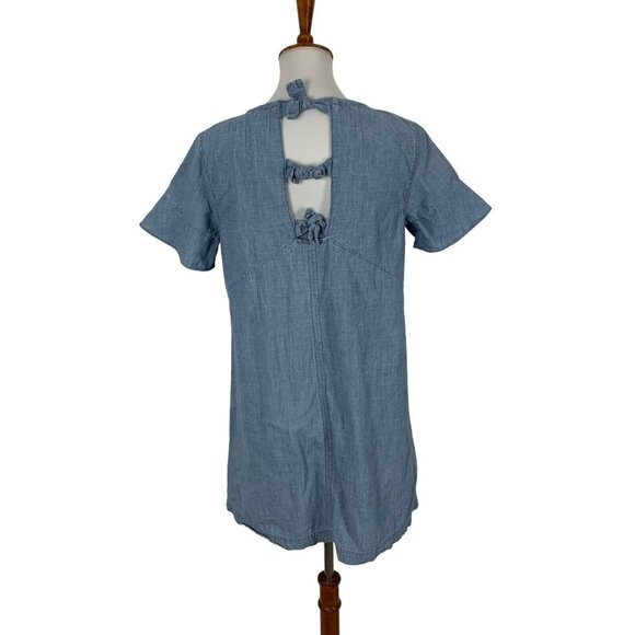 Madewell Mini Dress Small Blue Casual Cotton Short Sleeve Pockets Summer - Picture 4 of 6